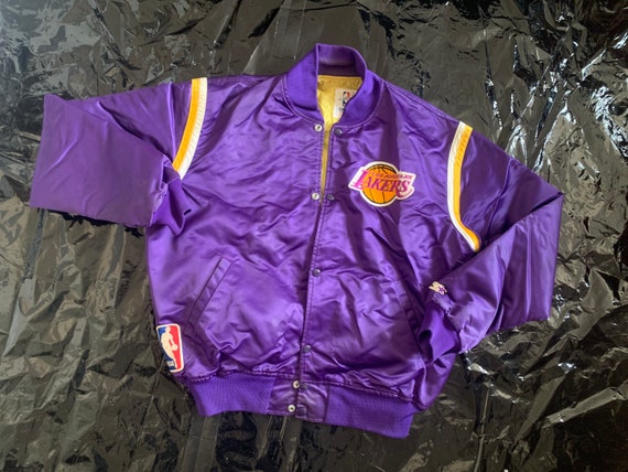 Vintage 1990's Purple Los Angeles Lakers Satin Starter Jacket Sz. XL