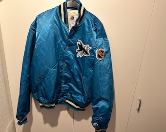 San Jose Sharks Vintage 90s Chalk Line Satin Bomber Jacket - NHL