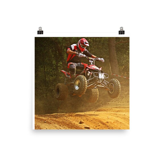 Quad Bike Racing Red Quad Jump Wall Poster Wall Art Etsy