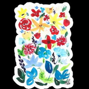Sticker aquarelle peinture art, fleurs lumineuses, vinyle imperméable peint à la main, gourdes pour ordinateurs portables, cadeaux Saint-Valentin