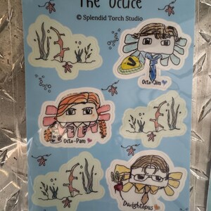 Feuille d'autocollants The Office Pam Jim Dwight as Cute Octopus, nouvelle série, vinyle imperméable dessiné à la main, gourdes pour ordinateurs portables, collection, cadeaux