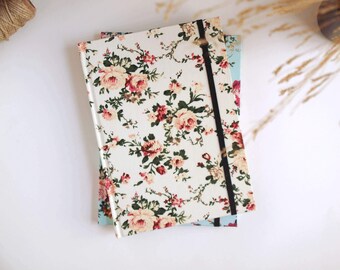 Cuaderno A5 de tapa dura forrado en tela, cuaderno para escribir de papel reciclado, libreta con estampado de flores, cuaderno Liberty Print