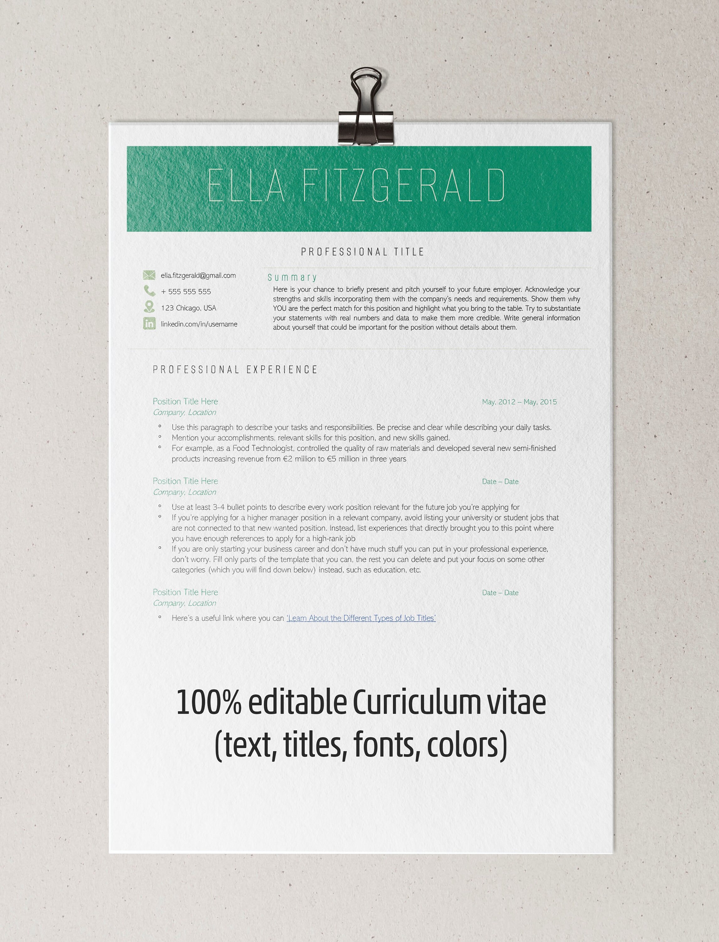 Resume CV Curriculum Vitae Template - Il Fullxfull.4505056654 3p84 