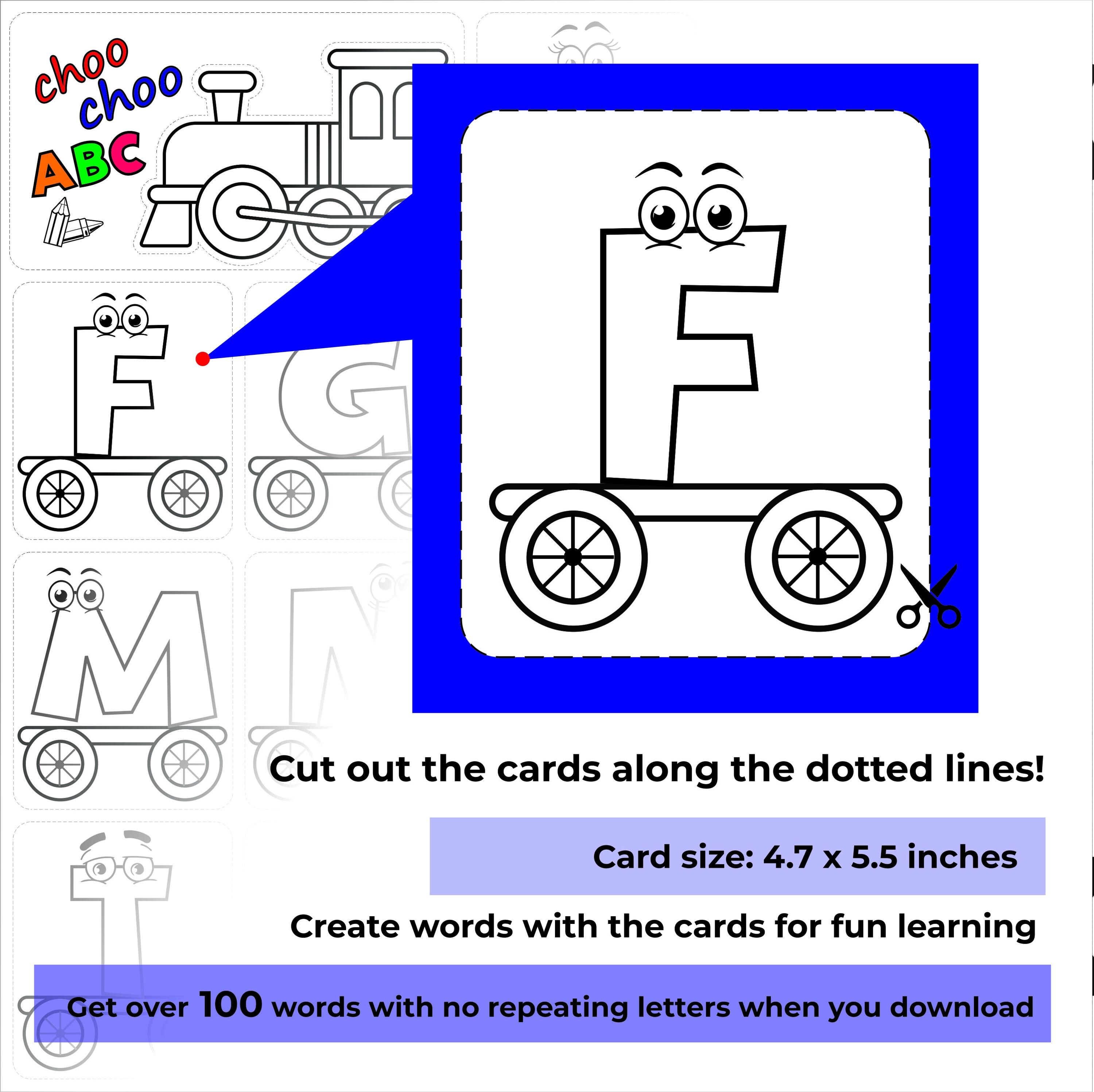 Alphabet Train Coloring Poster for Kids | ABC Printable Wall Art 24x36 ...