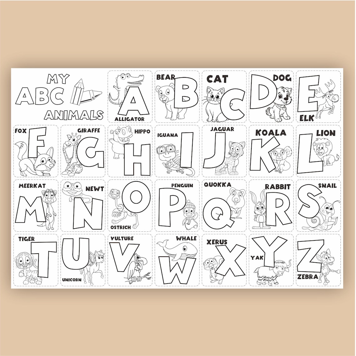 Alphabet Coloring Poster for Kids – Giant 24x36 ABC Printable With Cut ...