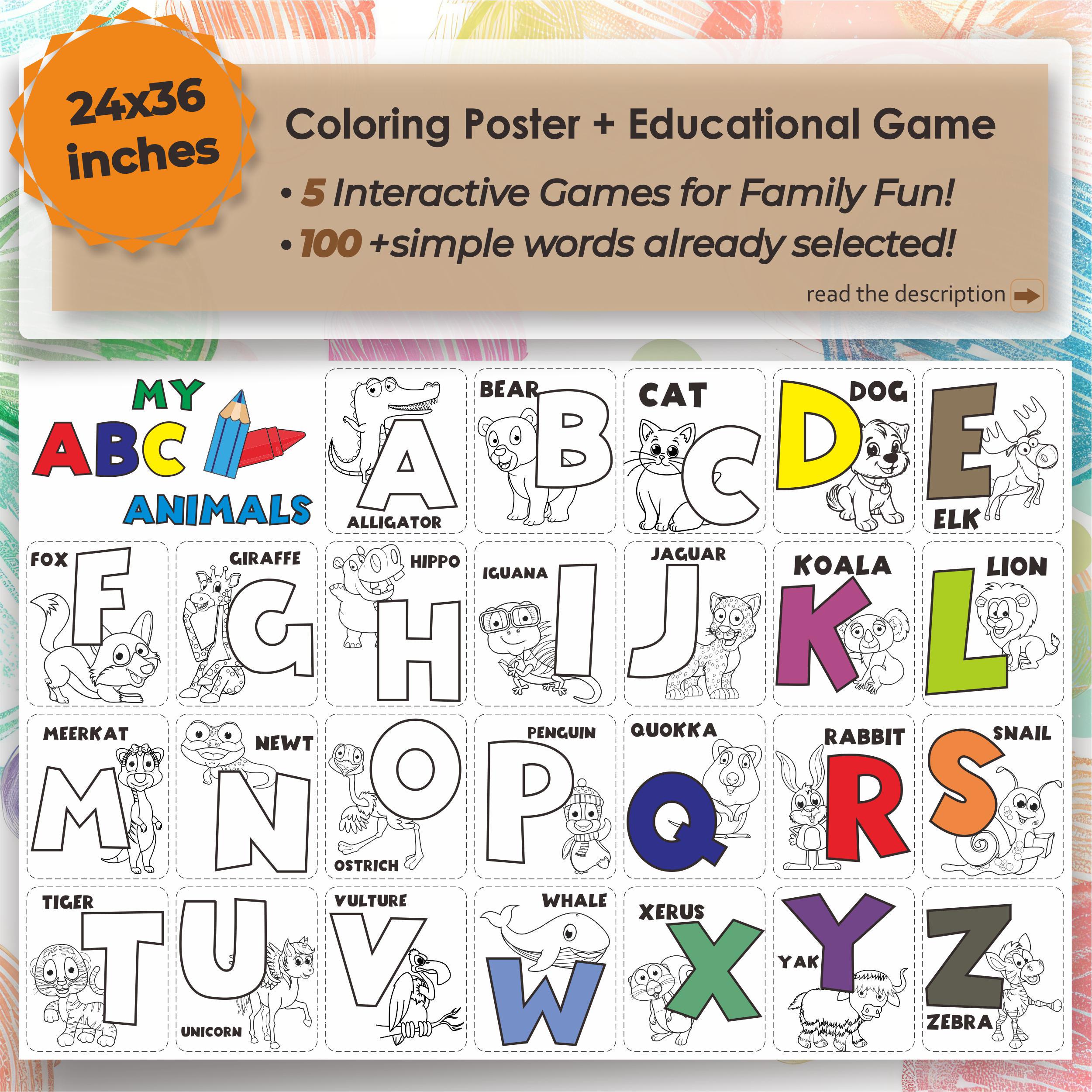 Alphabet Coloring Poster for Kids – Giant 24x36 ABC Printable With Cut ...