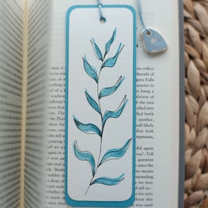 Original Hand-painted Watercolor Bookmark with a Unique Sea Glass Personalized Handmade Gift Sea Glass Bookmark