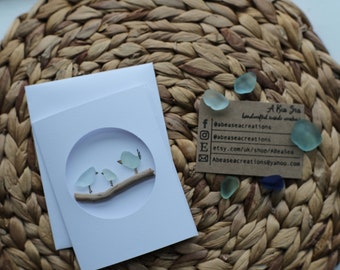 Handmade foldable Sea Glass Bird Cards Greeting Cards