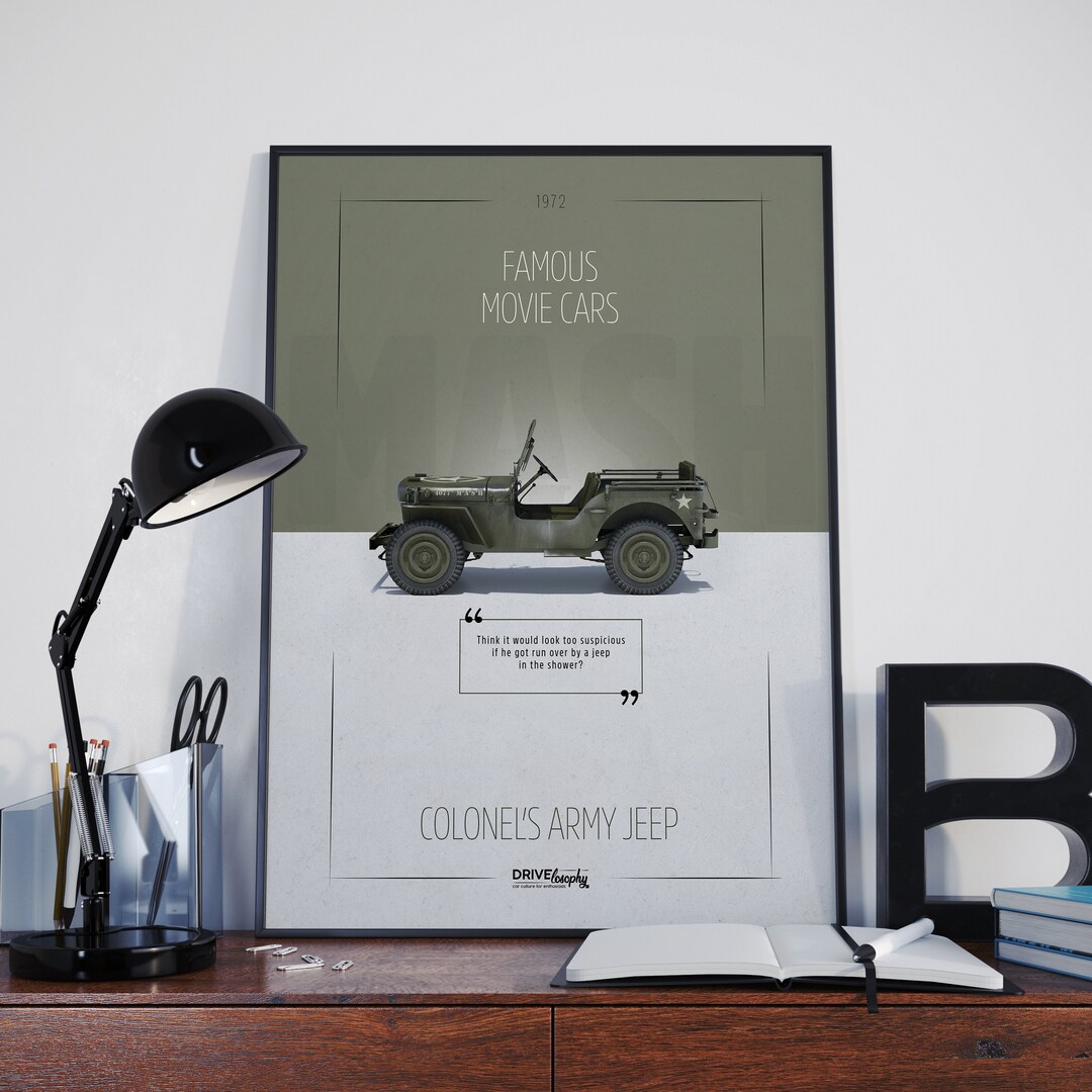 M.A.S.H. 4077 Colonel's Army Jeep Movie Cars Poster Etsy