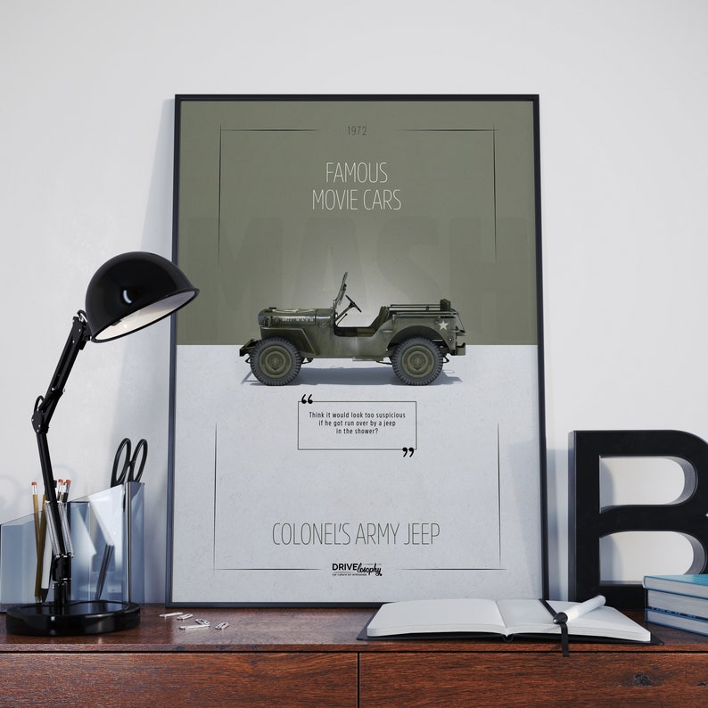 M.A.S.H. 4077 Colonel's Army Jeep Movie Cars Poster Etsy
