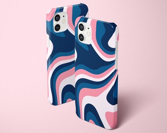 Wavy Trendy Swirl Lines Phone Case for iPhone 14 Pro, iPhone 14 13 12 11, Samsung S22, S20 Ultra, S22 Plus, S21 FE, Galaxy S20 | Snap Case