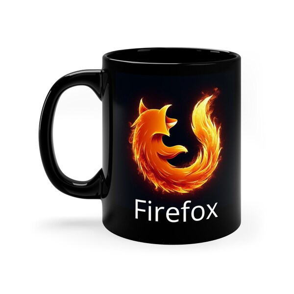 Firefox web browser 11oz Black Mug with text