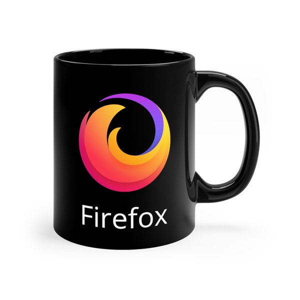 Firefox web browser logo 11oz Black Mug with text