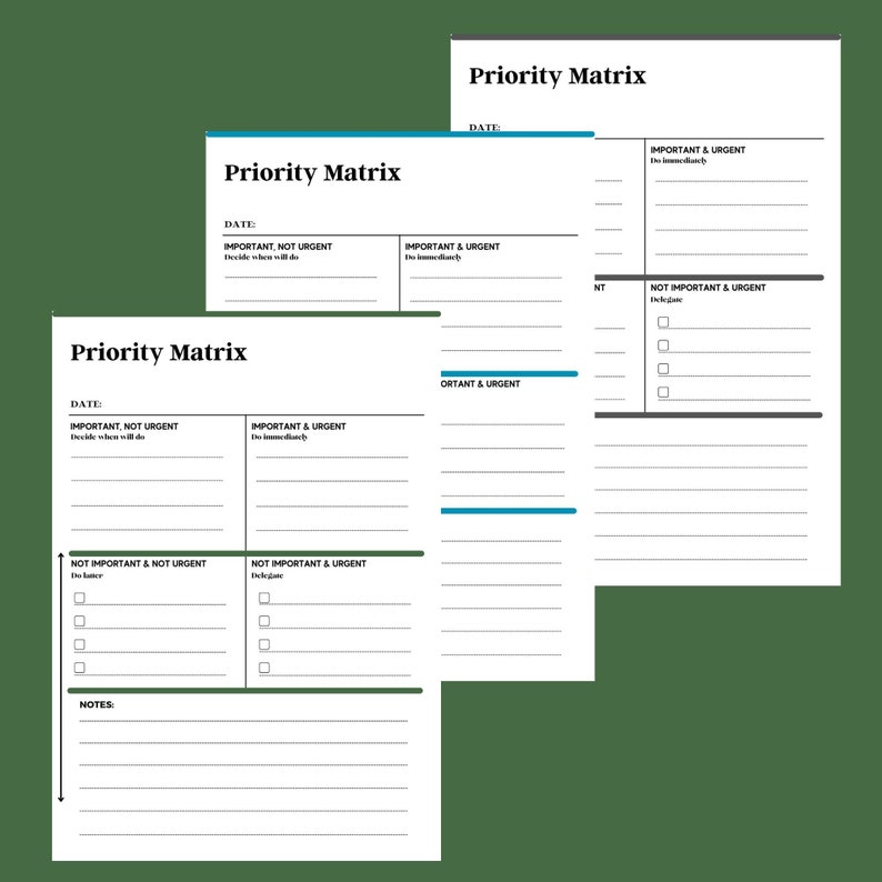 Work Priority Matrix Printable, Eisenhower Matrix, Daily Task Planner ...
