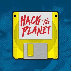 HACK THE PLANET - Cyberpunk Vinyl Sticker - Brushed Metal - 1995 Hackers Movie