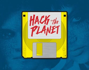 HACK THE PLANET - Cyberpunk Vinyl Sticker - Brushed Metal - 1995 Hackers Movie