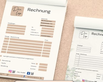 Personalized invoice pad for small businesses and small trades in A4 or A5 format with your logo