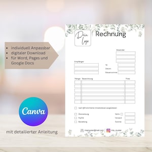 Canva Template German Invoice Template Small Business, Digital Templates Invoice for German, Order Form Template Invoice PDF