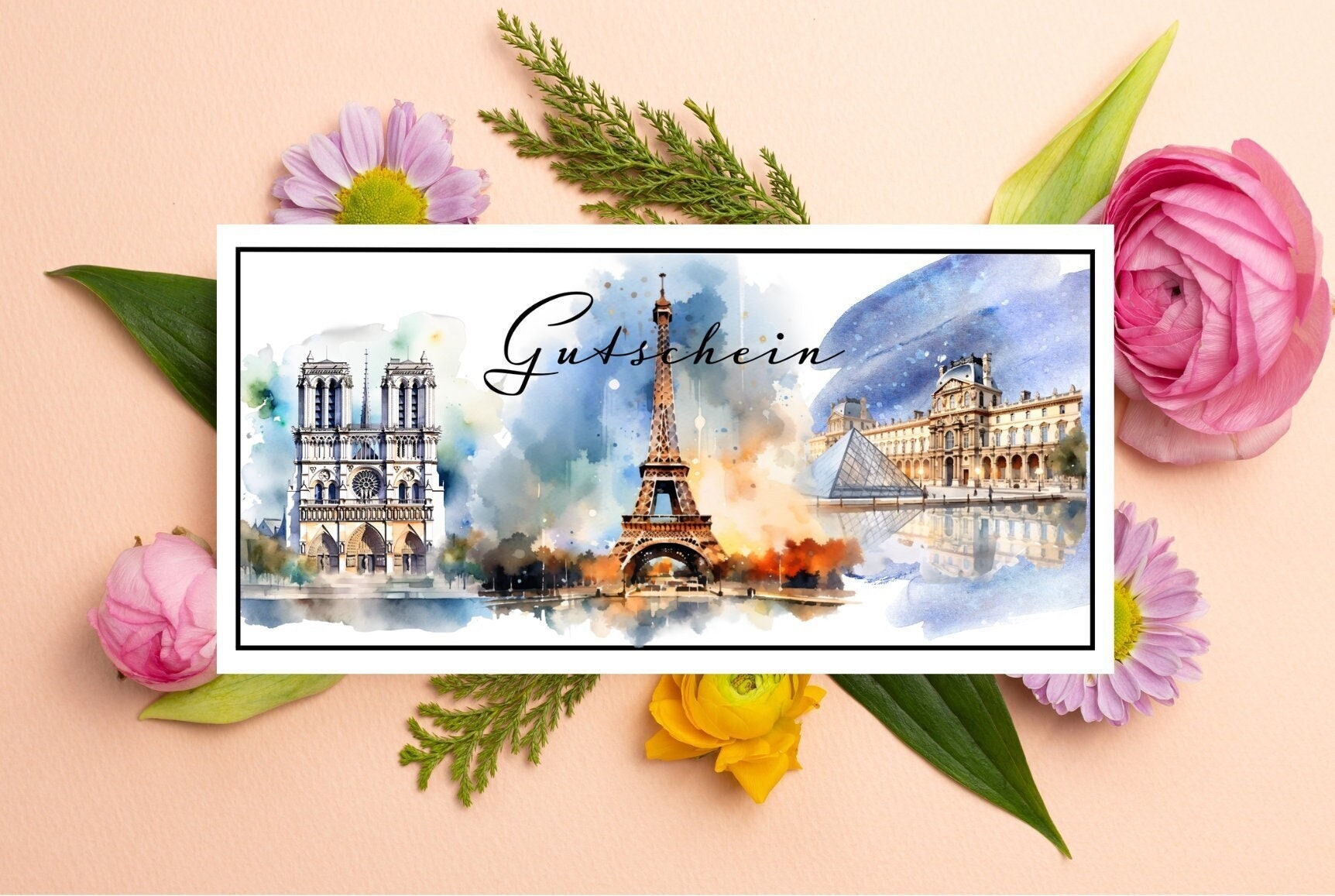 Gutschein Wochenendtrip Vorlage Paris Gutschein als PDF, Gutschein