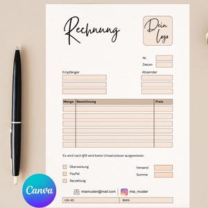 Invoice template for Word as a sample invoice for small businesses and small trades as a PDF