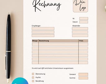 Invoice template for Word as a sample invoice for small businesses and small trades as a PDF