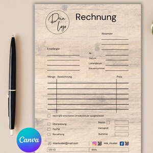 Rechnungsvorlage Kleingewerbe, Rechnung PDF, Kleinunternehmen Rechnung, Freelancer Rechnung Vorlage Digitale Rechnung, E-Rechnung,