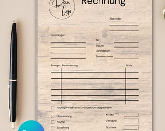 Rechnungsvorlage Kleingewerbe, Rechnung PDF, Kleinunternehmen Rechnung, Freelancer Rechnung Vorlage Digitale Rechnung, E-Rechnung,