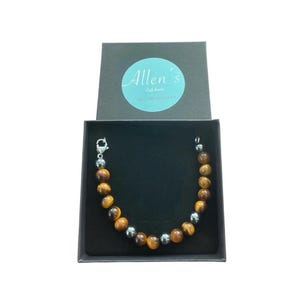 Tiger Eye Bracelet Stone 8mm/ Hematite Stone 8mm/Closure Lobster Claw Stainles Steel.