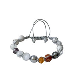 Natural Brandy Opal Stone 8mm/Selenite Stone/White Howlite/Purpure Bicone/Orange B/DIY Braided Bracelet Nylon Thread/Adjustable Bracelet.
