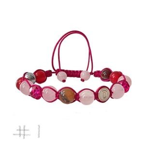 Natural Rose Quartz,Brandy Opal Stone 8m,Pink Bicone,Adjustable Bracelet Purple thread/Natural Brandy Opal,Red Jade,Rose Quartz Bracelet