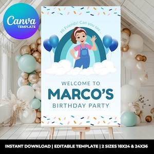 Editable Ms. Rachel Birthday Welcome Sign | Ms. Rachel Party Decorations | Ms. Rachel Banners | Ms. Rachel Blue Birthday Poster