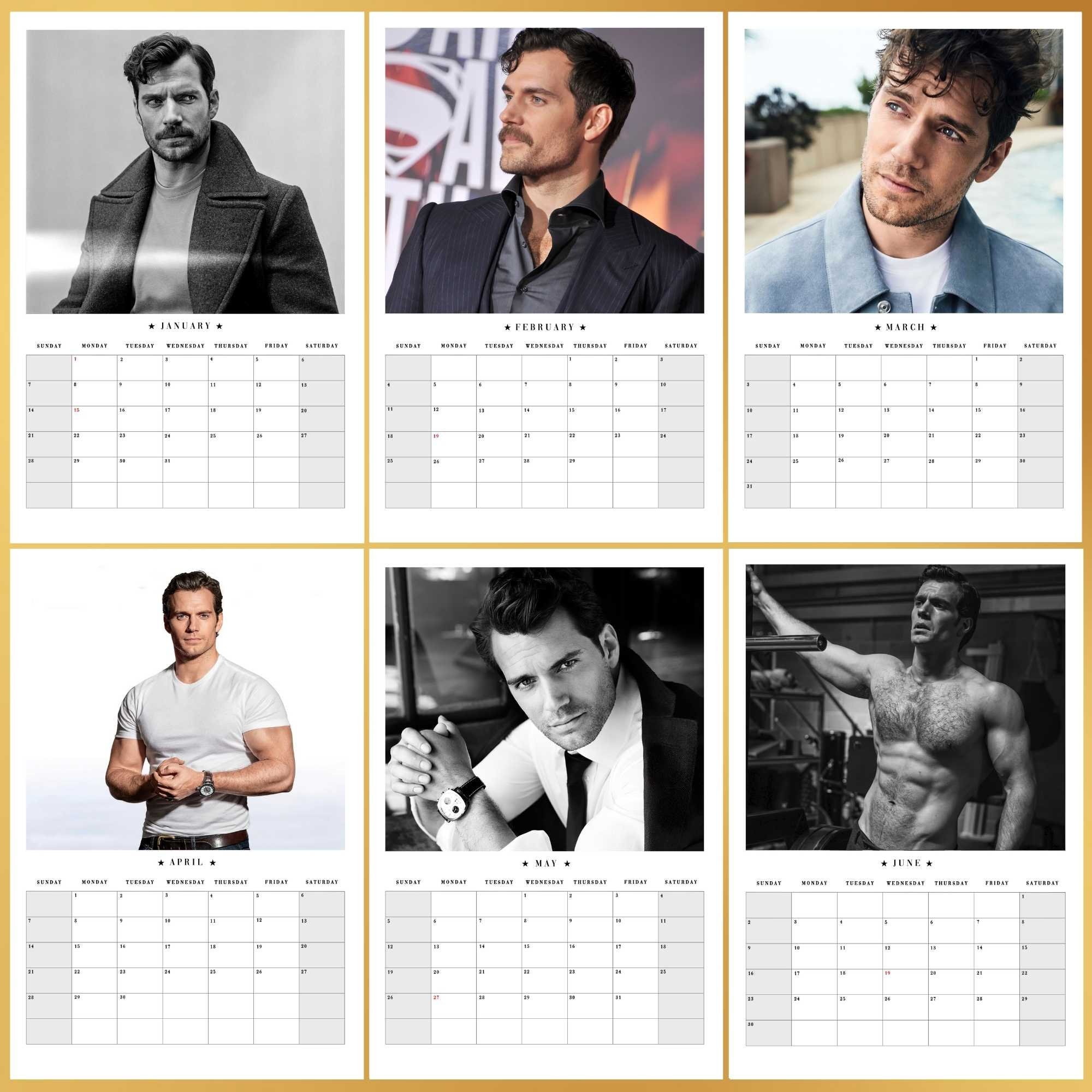 Henry Cavill 2024 Wall Calendar With Autograph / Witcher Calendar