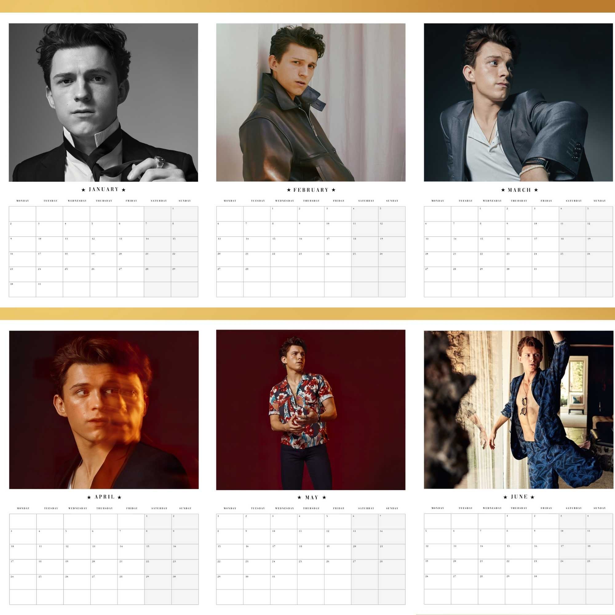 Tom Holland Calendar 2023 Celebrity Calendar Tom Holland Etsy