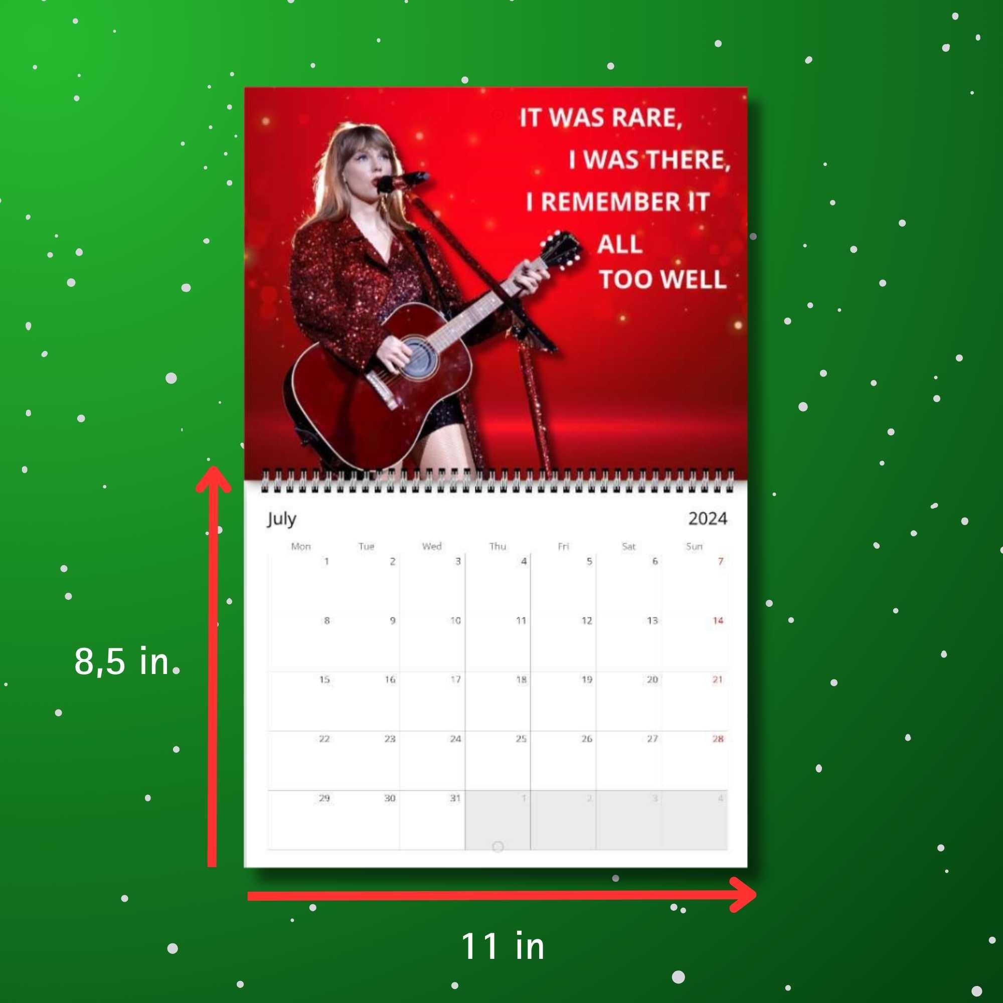 Taylor version 2024 Calendar Eras Tour 2024 Wall Calendar Celebrity
