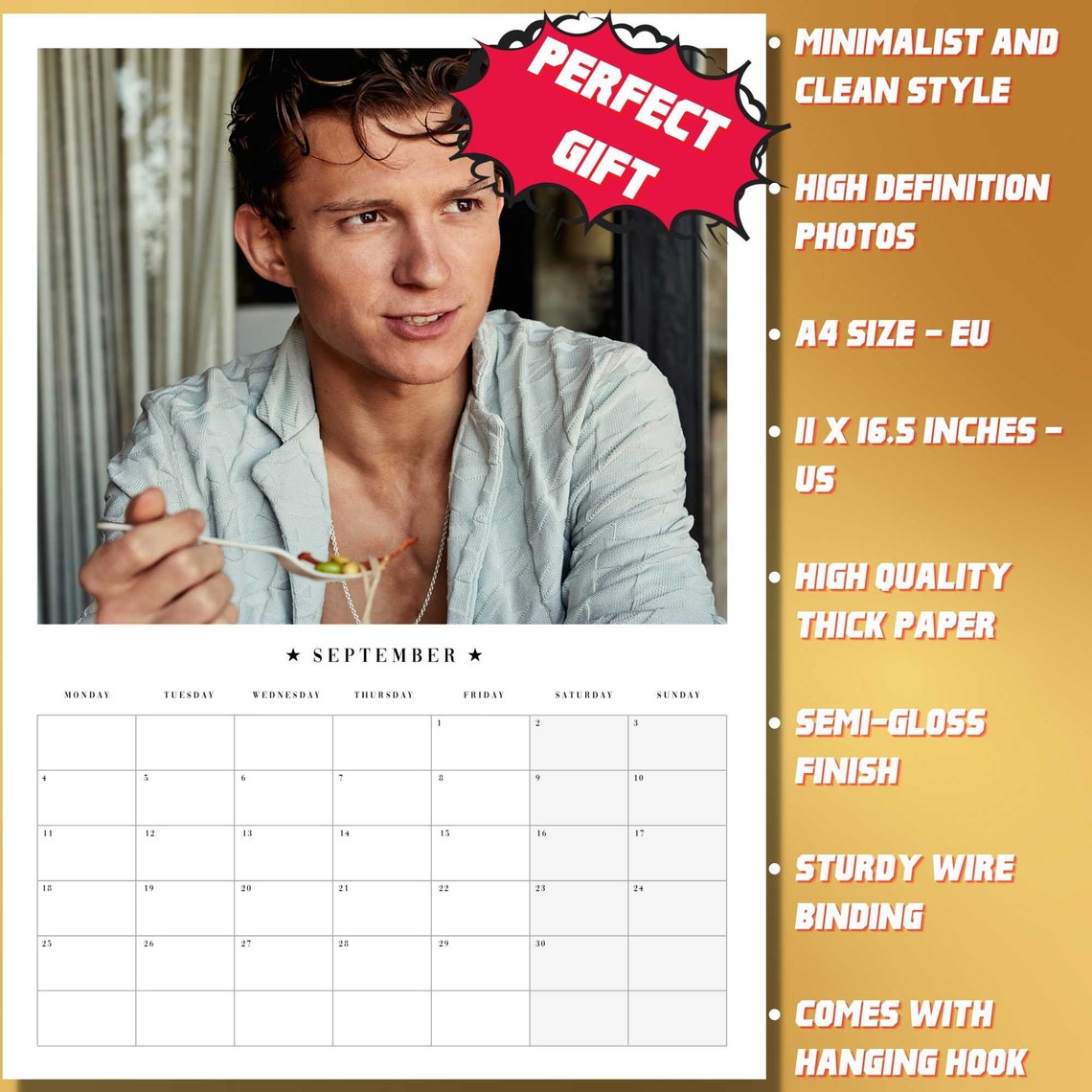 Tom Holland Calendar 2023 / Celebrity Calendar / Tom Holland Etsy