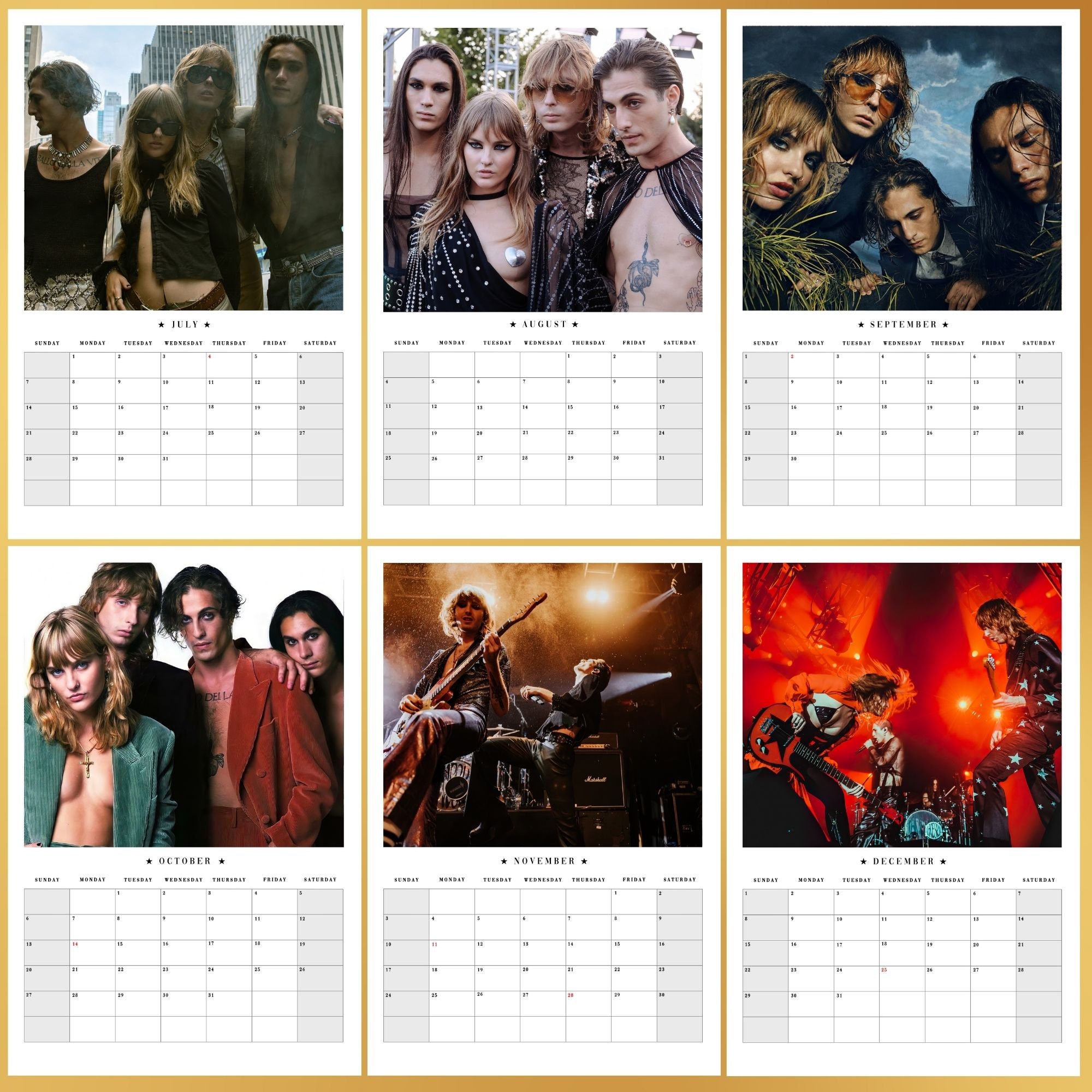 Maneskin 2024 Calendar / Celebrity Calendar / Damiano David Etsy Portugal