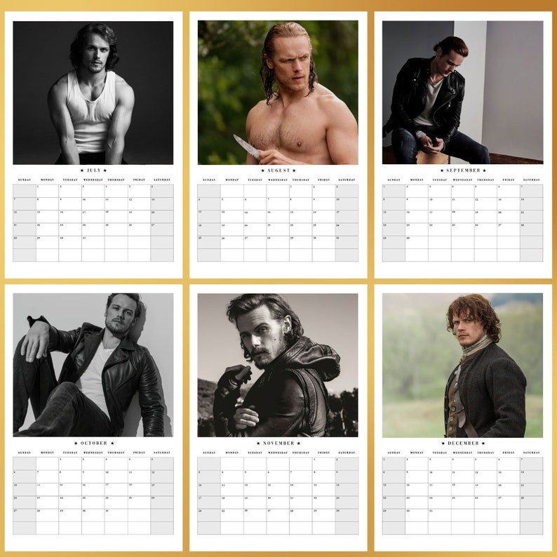 Sam Heughan 2024 Calendar / Celebrity Calendar / Outlander Wall