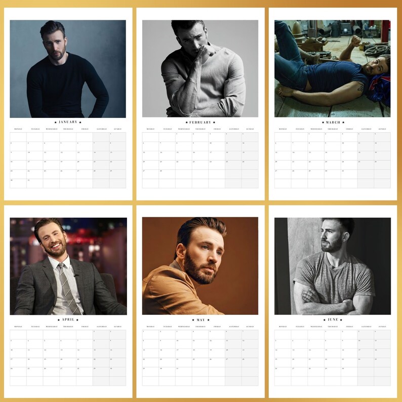 Chris Evans 2023 Calendar / Captain America Wall Calendar / Etsy
