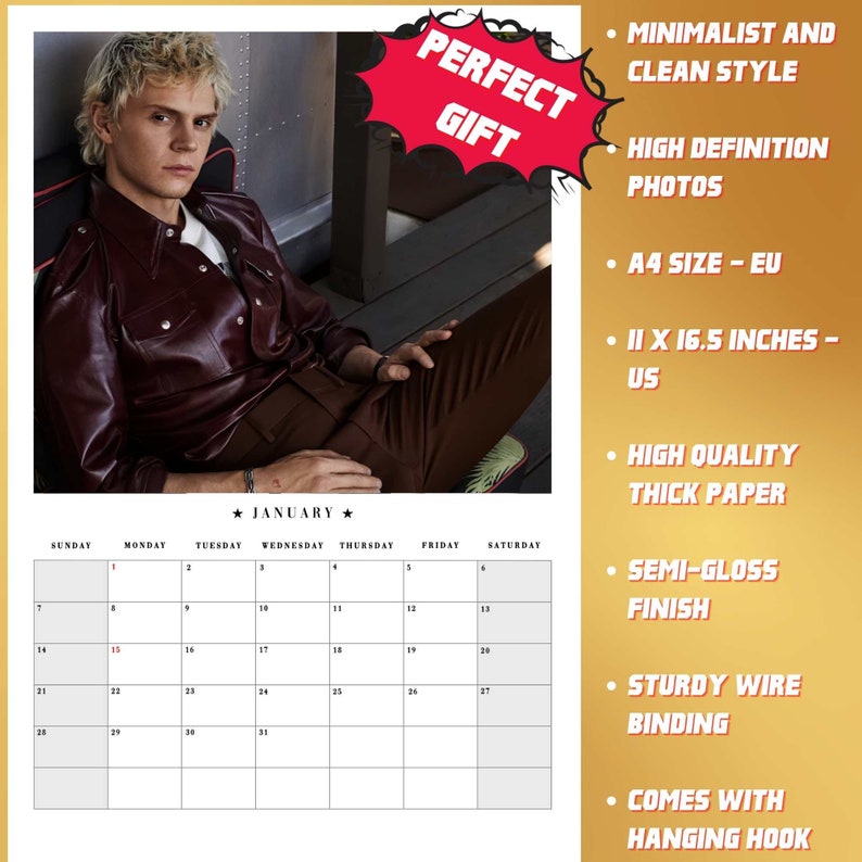 Calendario Evan Peters 2024 con autografo Evan Peters Merch Etsy Italia