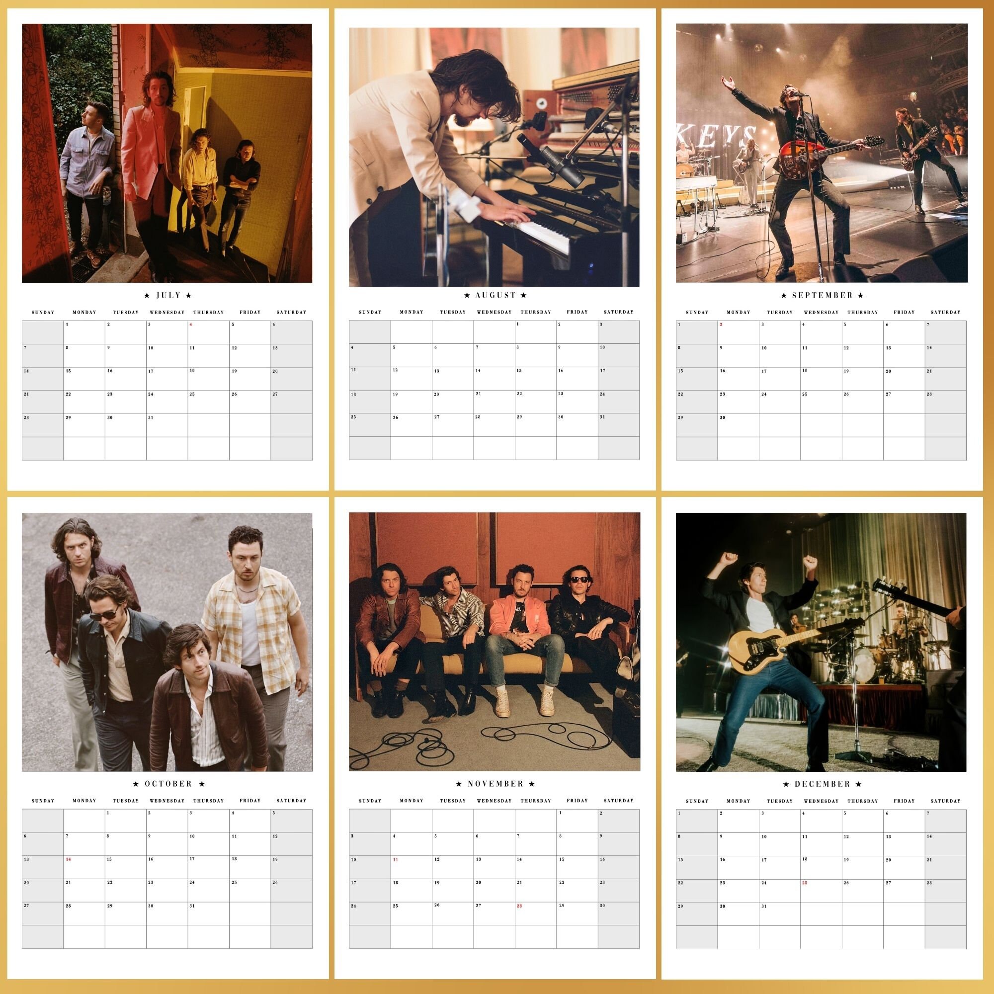 Arctic Monkeys Calendar 2024 AM Merch / Arctic Monkeys Etsy