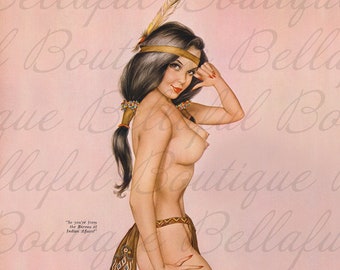 Alberto Vargas Pinup Girl Art | 1970s Retro Brunette Print (Digital Download)