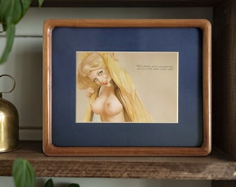 Vintage, Alberto Vargas, Vargas Girl, Original Print from August 1972 Playboy, Framed, Sexy, Blue Eyes, Blonde, Pin-Up