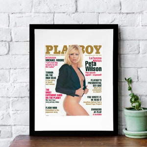 Vintage Playboy Magazine Cover, Peta Wilson, Framed Art, July 2004, Authentic Memorabilia, 11x14