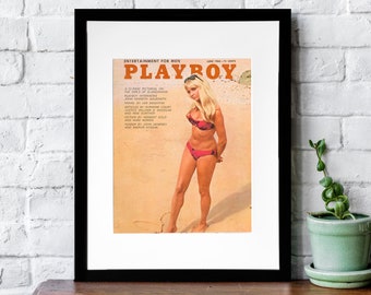 Vintage Playboy Magazine Cover, Framed Art, June 1968, Authentic Memorabilia, 11x14