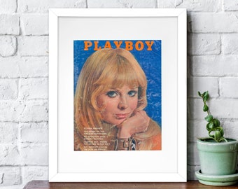 Vintage Playboy Magazine Cover, Framed Art, September 1968, Authentic Memorabilia, 11x14