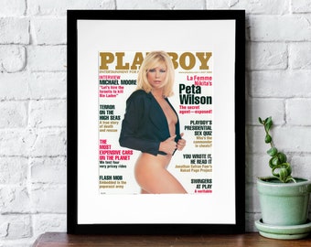 Vintage Playboy Magazine Cover, Peta Wilson, Framed Art, July 2004, Authentic Memorabilia, 11x14