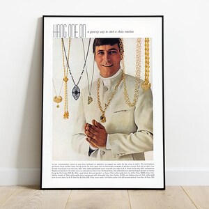 Hang One On Vintage Ad Poster [INSTANT DOWNLOAD] Retro Modern Minimalist Wall Art Turtleneck and Chains