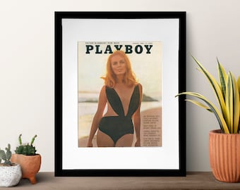 Vintage Playboy Magazine Cover, Framed Art, August 1968, Authentic Memorabilia, 11x14