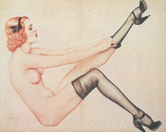 Alberto Vargas Pinup Art Print | Vintage Redhead Glamour (Digital Download)