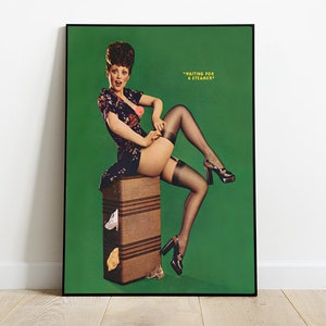 Vintage 1970s Pin-Up Girl Art Print INSTANT DIGITAL DOWNLOAD
